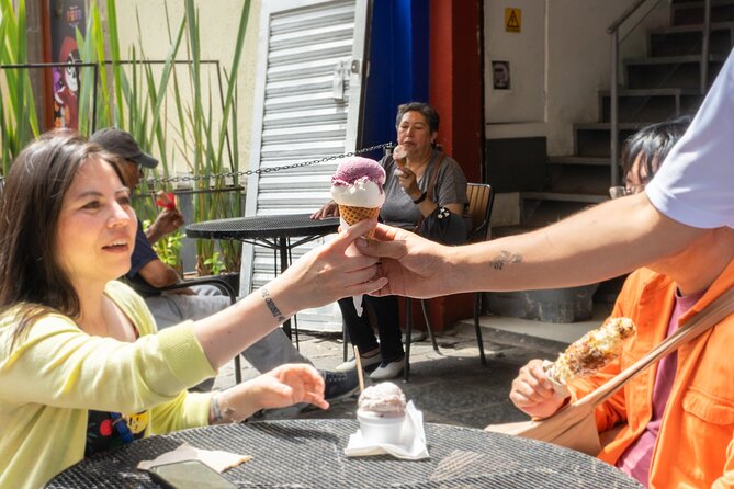 Mexico City Food Tour in Coyoacan: Bohemian Bites & Sites - Coyoacán Market fruits, chapulines, and tostadas