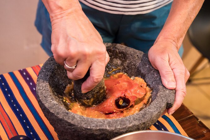 Tortilla Class and Workshop in Mexico - Salsa in a molcajete: why texture changes the whole bite